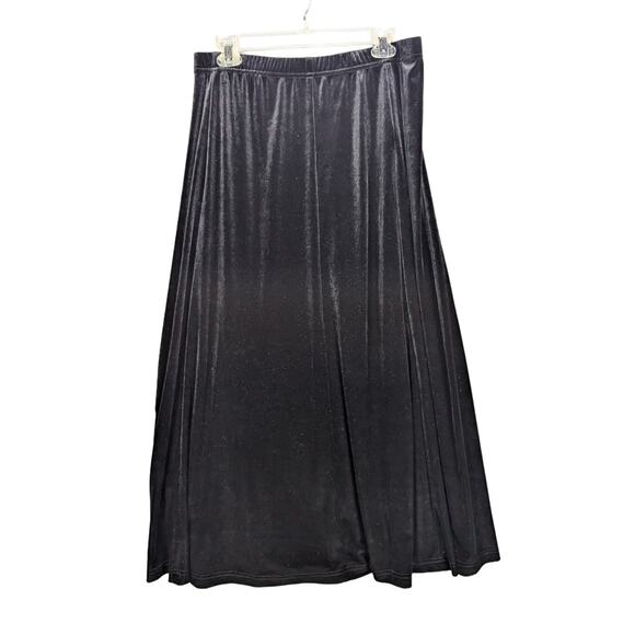 Coldwater Creek Velvet Maxi Skirt Womens Large Black Long Goth Whimsygoth Witchy - Picture 1 of 6